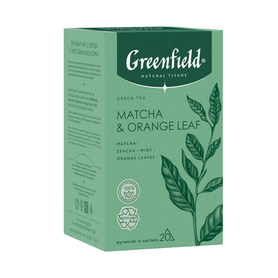 Чай Greenfield Tisane Matcha & Orange Leaf зеленый, в пирамидках, 1,8г*20п 