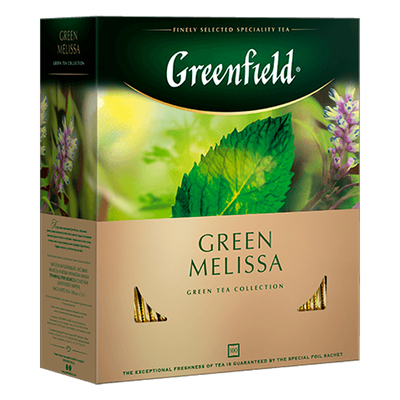 Чай Greenfield Green Melissa зеленый, в пакетиках, 1,5г*100п