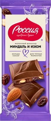 РОССИЯ МолочныйШок Миндаль Изюм 21х75г