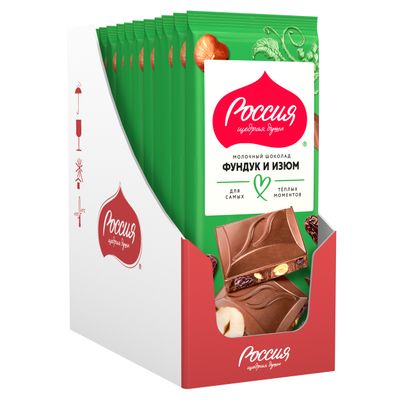 РОССИЯ МолочныйШокРублФундИзюм 21x75г