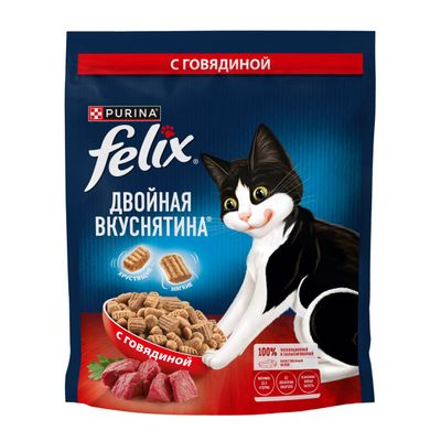 Феликс Двойная Вкуснятина 600г Сухой корм говядина