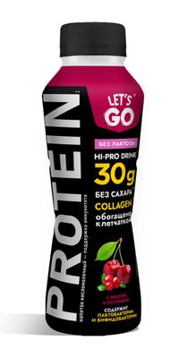 Напиток кисломолочный Let's Go 0% безлактозный, высокобелковый с вишней и брусникой ПЭТ 340 г