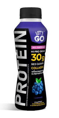 Напиток кисломолочный Let's Go 0% безлактозный, высокобелковый с черникой ПЭТ 340 г