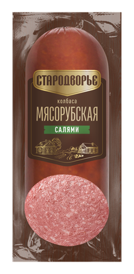 Колбаса в/к Салями Мясорубская с рубленым шпиком срез в/у 0,35 кг