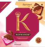 Шоколадные плитки Коркунов Коллекция из молочного шоколада с миндалем и ореховым кремом, 131 г