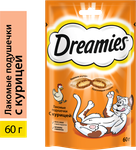 Лакомство для кошек Dreamies подушечки с курицей, 60г