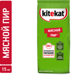 Сухой полнорационный корм Kitekat для взрослых кошек Мясной Пир, 15кг