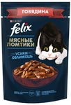 Влажный корм Felix Мясные Ломтики для взрослых кошек, с говядиной, пауч, 75г
