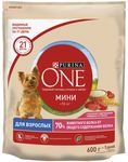 Сухой корм Purina ONE для собак мелких пород с активным образом жизни, с высоким содержанием говядины и с рисом, пакет 8*600г