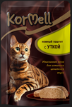 Корм KorMell консервированный полнорационный для кошек с уткой паштет пауч 75 гр