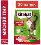 Сухой полнорационный корм Kitekat для взрослых кошек «Мясной Пир», 350г