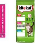 Сухой полнорационный корм Kitekat для взрослых кошек Телятинка Аппетитная, 15 кг