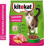 Сухой полнорационный корм Kitekat для взрослых кошек Телятинка Аппетитная, 350 г