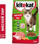 Сухой полнорационный корм Kitekat для взрослых кошек Мясной Пир, 1,9кг