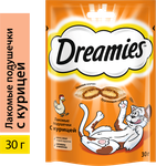 Лакомство для кошек Dreamies подушечки с курицей, 30г