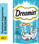 Лакомство для кошек Dreamies подушечки с лососем, 60г