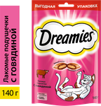 Лакомство для кошек Dreamies подушечки с говядиной, 140г