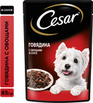 Влажный корм Cesar для взрослых собак, с говядиной и овощами в соусе, 85г