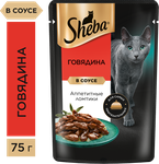 Влажный корм для кошек Sheba Ломтики в соусе с говядиной, 28х75г