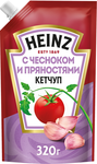 Кетчуп томатный Heinz с чесноком и пряностями, дой-пак, 320г