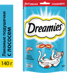Лакомство для кошек Dreamies подушечки с лососем, 140г