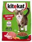 Сухой полнорационный корм Kitekat для взрослых кошек Мясной Пир, 1,3кг