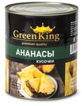 Ананасы Green King кусочки в легком сиропе ж/б 580 мл (сухой вес 300 г), Вьетнам