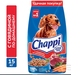 Сухой корм для собак Chappi Сытный мясной обед. С говядиной по-домашнему, 15кг