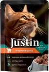 Корм Justin для кошек консервированный с ягненком в соусе пауч 75г