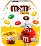 Подарочный набор M&M'S и друзья Пасхальный кулич, набор шоколадных конфет M&M'S, Twix, Milky Way, Bounty, Skittles, 141 г