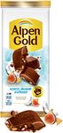 Шоколад молочный ALPEN GOLD Альпен Гольд с сушеным инжиром, кокосовой стружкой и соленым крекером, 80г